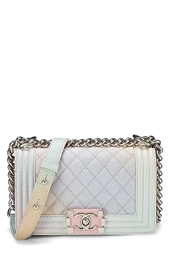 Chanel, Pre-Loved Rainbow Quilted Caviar Boy Bag Small, Pink