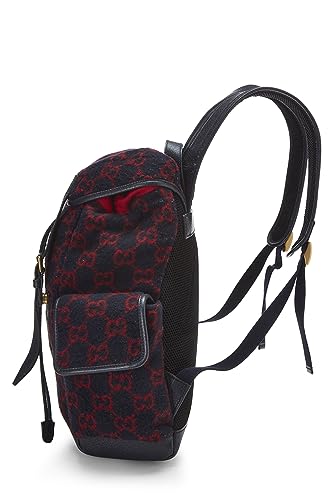 Gucci, sac à dos en laine GG bleu marine et rouge d'occasion, multicolore