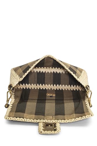 Fendi, Baguette convertible mediano de lona Pequin marrón Pre-Loved, Multicolor