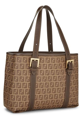 Fendi, Bolso tote pequeño de lona revestido de calabacín marrón Pre-Loved, Marrón