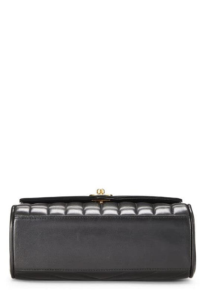 CHANEL, Pre-Loved Black Chevron Lambskin Top Handle Bag, Black