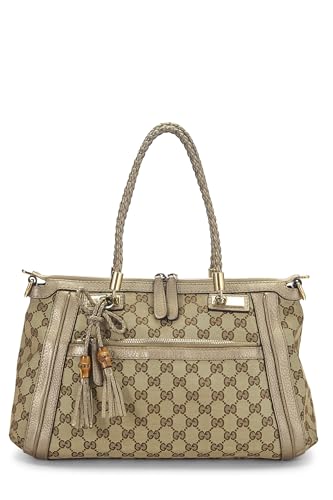 Gucci, Bolso tote Bella de lona GG original dorado Pre-Loved, Dorado