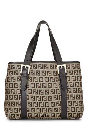 Fendi, sac à main en toile marron Zucchino d'occasion, marron