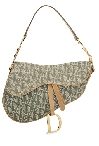 Dior, Pre-Loved Green Trotter Canvas Saddle Bag, Green