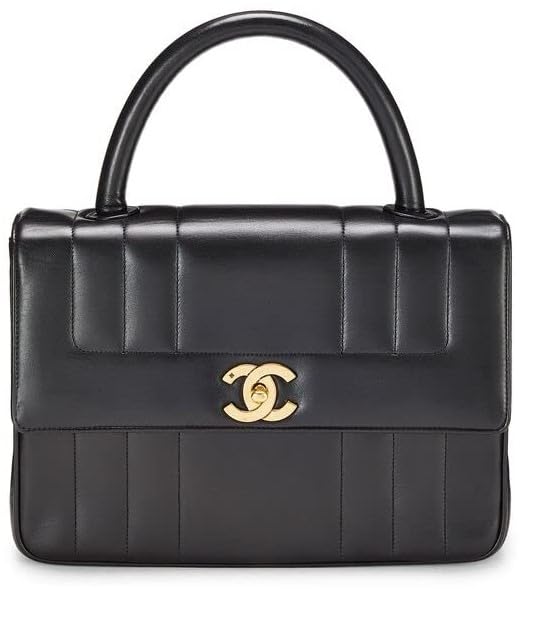 CHANEL, Sac Kelly vertical en cuir d'agneau noir d'occasion, Noir