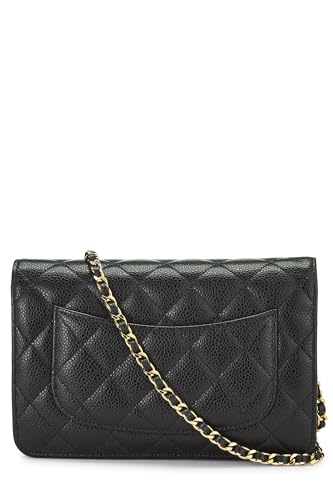 Chanel, Cartera acolchada clásica con cadena de caviar negro Pre-Loved (WOC), Negro