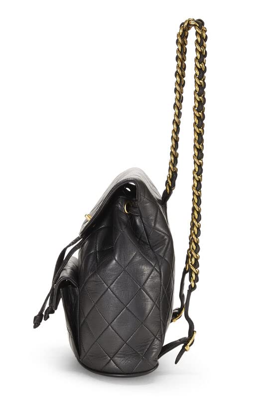 CHANEL, Mochila clásica 'CC' de piel de cordero acolchada negra Pre-Loved, Mediana, Negro