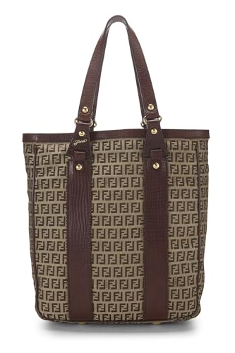 Fendi, Pre-Loved Brown Zucchino Canvas Tote Small, Brown