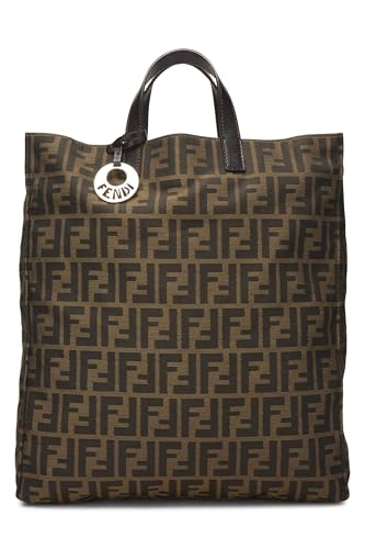 Fendi, sac fourre-tout vertical en toile marron Zucca de taille moyenne, d'occasion, marron