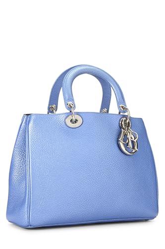 Dior, Pre-Loved Blue Metallic Leather Diorissimo Medium, Blue