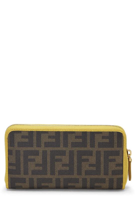 Fendi, Pre-Loved Yellow Zucca Coated Canvas Zip Around Wallet, Brown