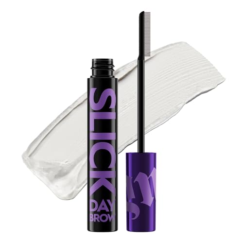 Urban Decay Slick Day Strong-Hold Clear Brow Gel, Lifted, Laminated Eyebrows, Up to 24 HR Wear, Comfortable Feel with Water-Based Wax, Flake-Proof, No White Cast, Dries Clear, Vegan - 0.23 fl oz