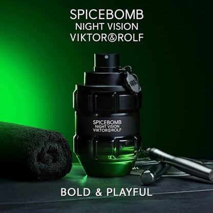 Viktor&Rolf - Spicebomb Nightvision Eau de Toilette - Warm, Spicy & Fresh - Cologne for Men - With Notes of Bergamot Citrus, Black Spices & Rosemary - 3 Fl Oz