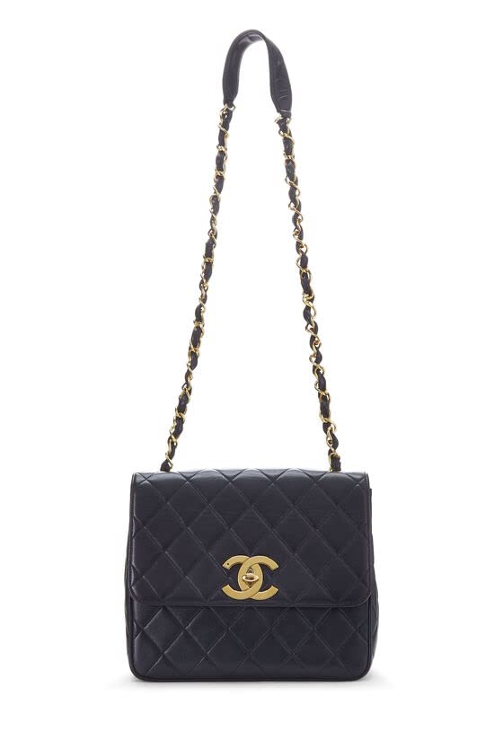 CHANEL, Pre-Loved Navy Quilted Lambskin Square Flap Medium, Navy