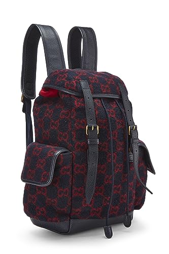 Gucci, sac à dos en laine GG bleu marine et rouge d'occasion, multicolore