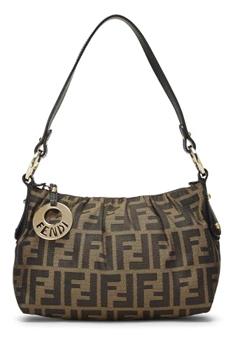 Fendi, Mini sac à bandoulière en toile marron Zucca d'occasion, marron