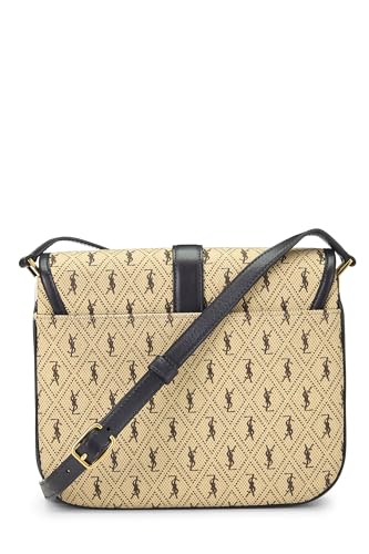 Yves Saint Laurent, Petit sac à main Le Monogramme en toile beige pré-aimé, Noir