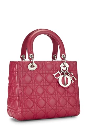 Dior, Pre-Loved Pink Cannage Quilted Lambskin Lady Dior Medium, Pink