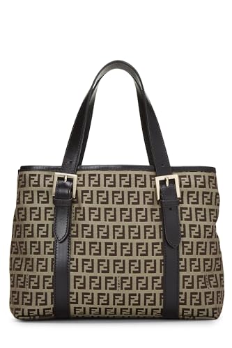 Fendi, sac à main en toile marron Zucchino d'occasion, marron