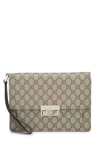 Gucci, Pre-Loved Original GG Supreme Canvas Clutch, Brown