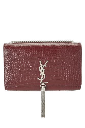 Yves Saint Laurent, Pre-Loved Burgundy Embossed Kate Tassel Medium, Burgundy