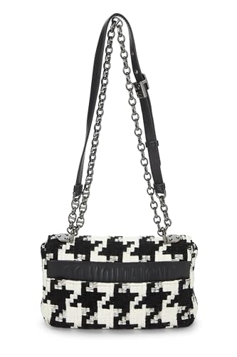 Dior, Pre-Loved Multicolor Houndstooth Canvas Caro Bag Small, Black