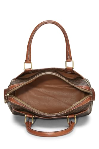 Céline, Bolso de mano de macadán de lona revestida marrón Pre-Loved, Marrón