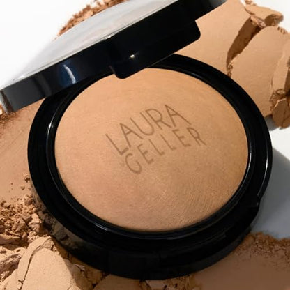 Base de maquillaje en polvo Baked Double Take de LAURA GELLER NEW YORK - Ligera - Cobertura media a completa modulable - Acabado mate