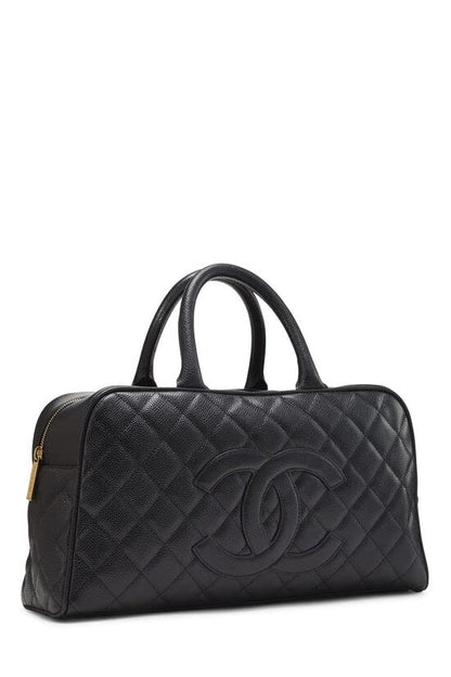 CHANEL, Pre-Loved Black Quilted Caviar Bowler, Black