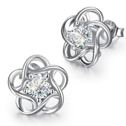 Boucles d'oreilles à tige en argent sterling pour femme avec motif de fleurs