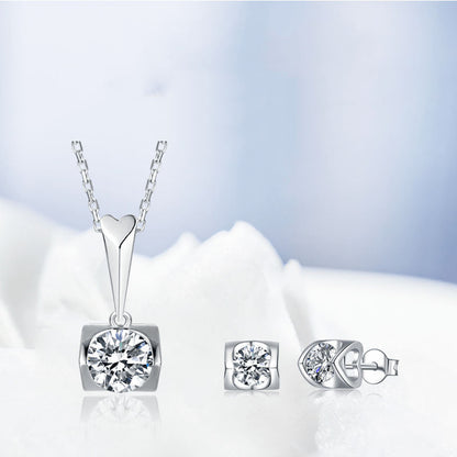 Fashion Stud Necklace S925 Sterling Silver Jewelry Set