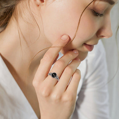 Bague vintage en argent sterling 925 avec onyx noir oxydé pour femme