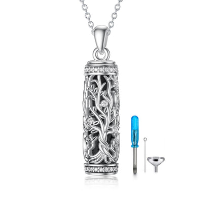 Collier Urne Arbre de Vie Collier Urne en Argent Sterling S925 Collier Cendres Pour Humain