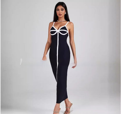 Bandage Dress Sexy Sling Stitched Backless Slim Fit Bandage