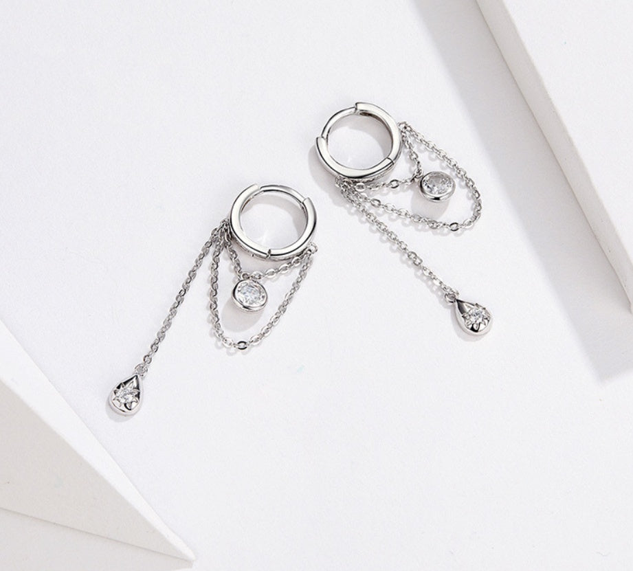 Boucles d'oreilles longues en argent sterling s925 à personnalité rebelle pour femmes, boucles d'oreilles en argent plaqué platine antiallergique