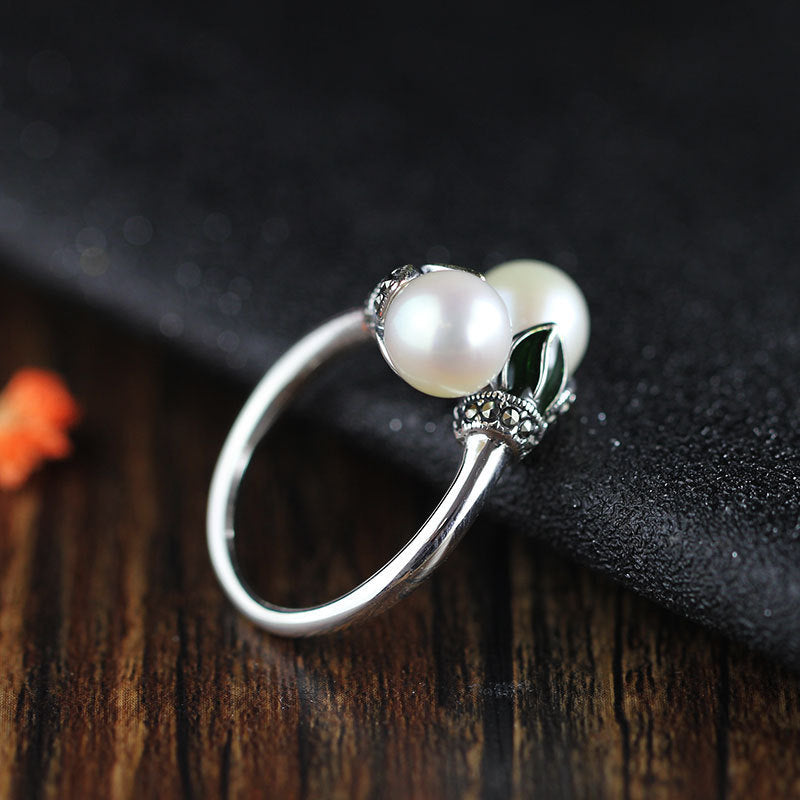 S925 silver jewelry freshwater pearl ring