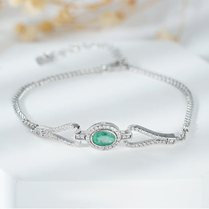 Fashion S925 Silver Emerald Bracelet With Synthetic Zirconia