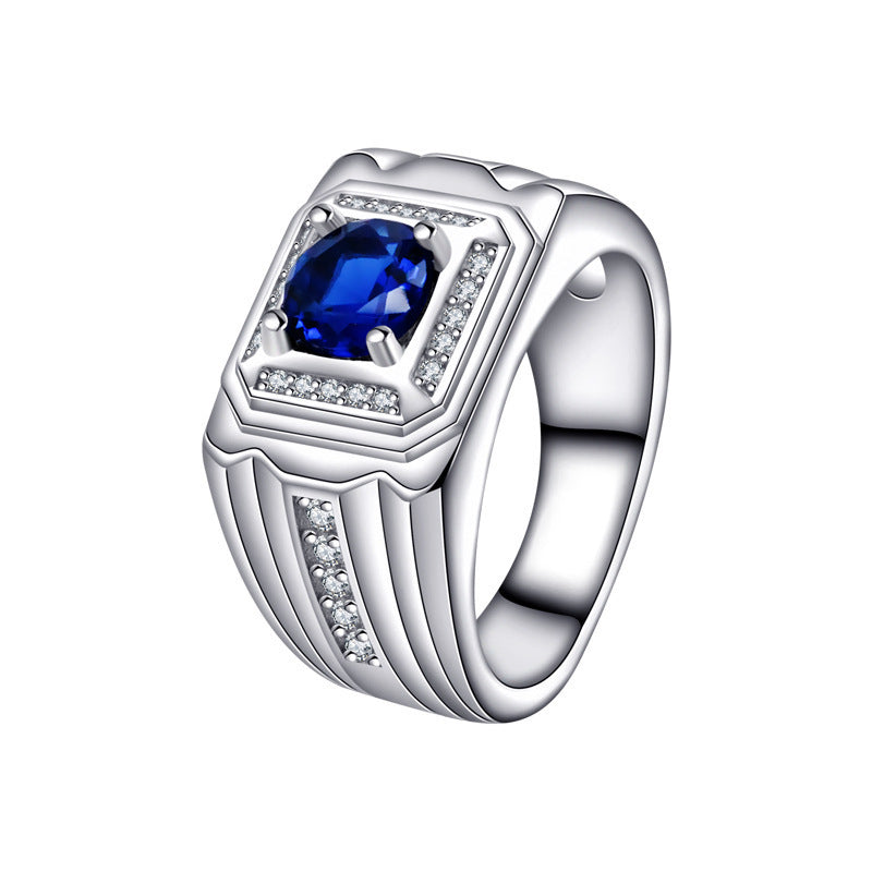 Bague pour femme en argent sterling S925 avec pierres précieuses bleues de haute qualité et à la mode