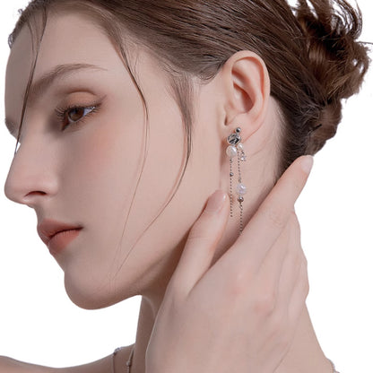 Design Shaped Baroque Cultured Pearl Earring Long Tassel