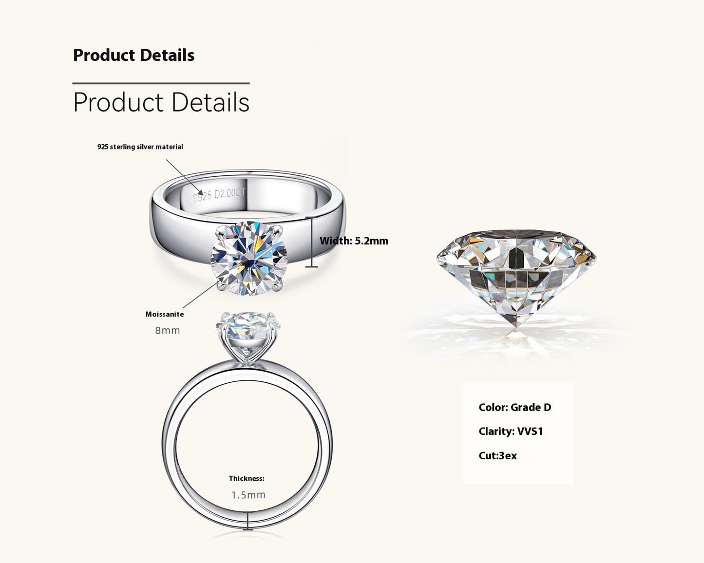 Moissanite Wedding Ring European And American