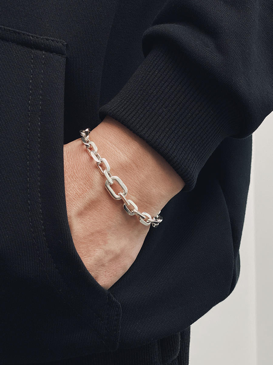 Pulsera de plata de ley para hombre moderna y sencilla