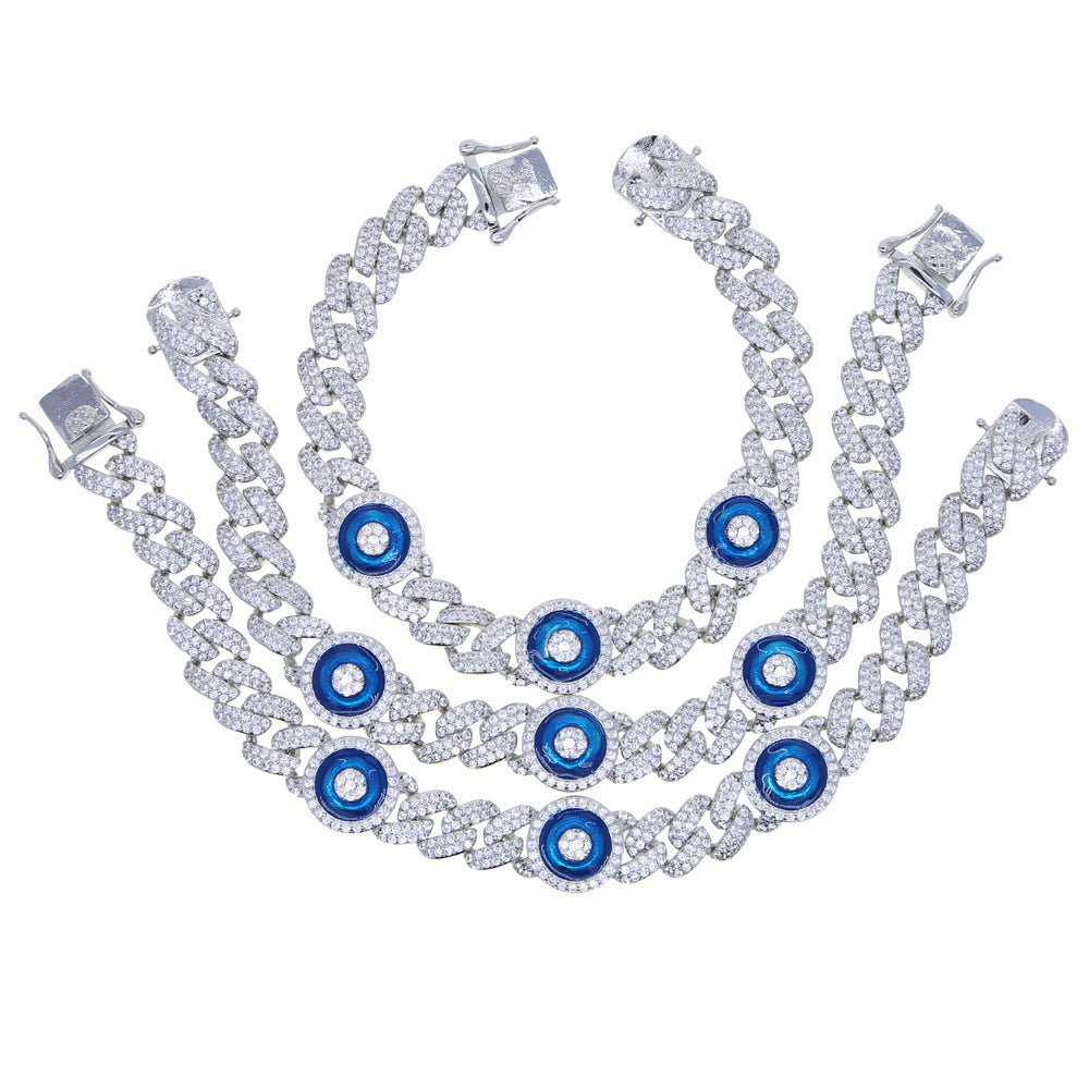 Blue Eyes Zircon Cuban Bracelet Inlaid With Zircon Jewelry