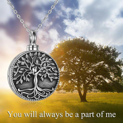 Tree of Life Urn Cremation Jewelry Necklace for Ashes in Sterling Silver Retro