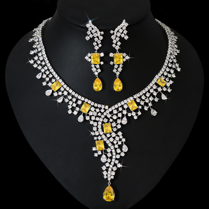 Exotic Style Full Zircon Bridal Jewelry Suit