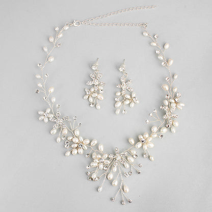 Pearl necklace and earring set