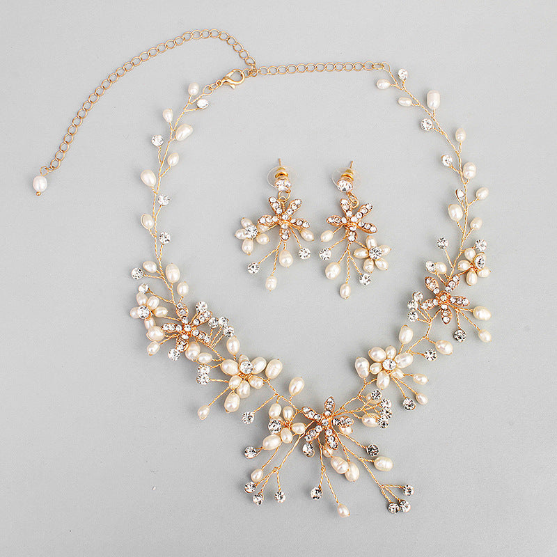 Pearl necklace and earring set