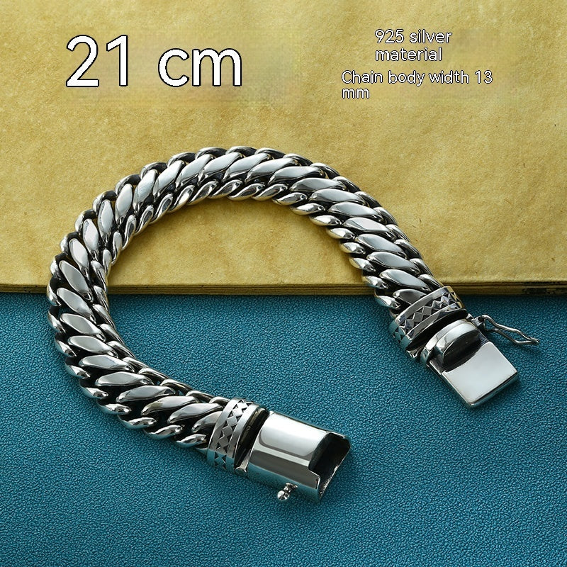 Bracelet pour homme en argent S925 épais avec boulon en demi-cercle