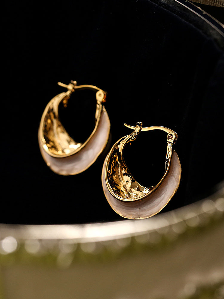 Drip Glazed French Circle Earrings Women