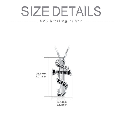 Collier funéraire en argent sterling avec note de musique