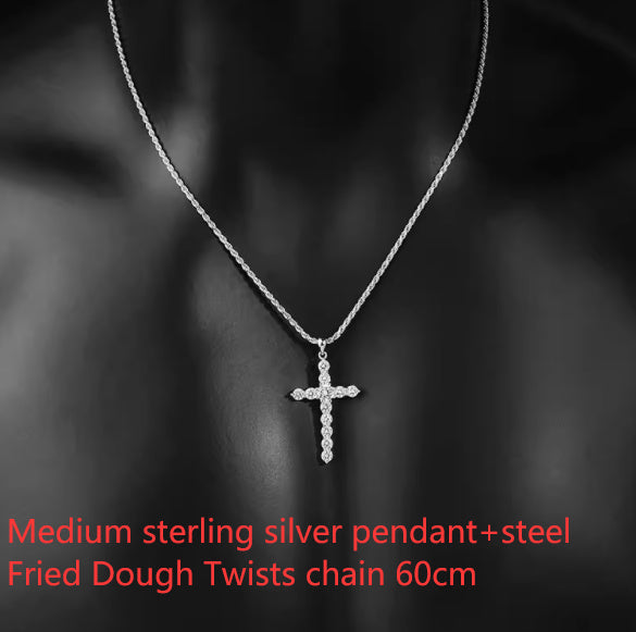 S925 Sterling Silver Cross Necklace for Men and Women